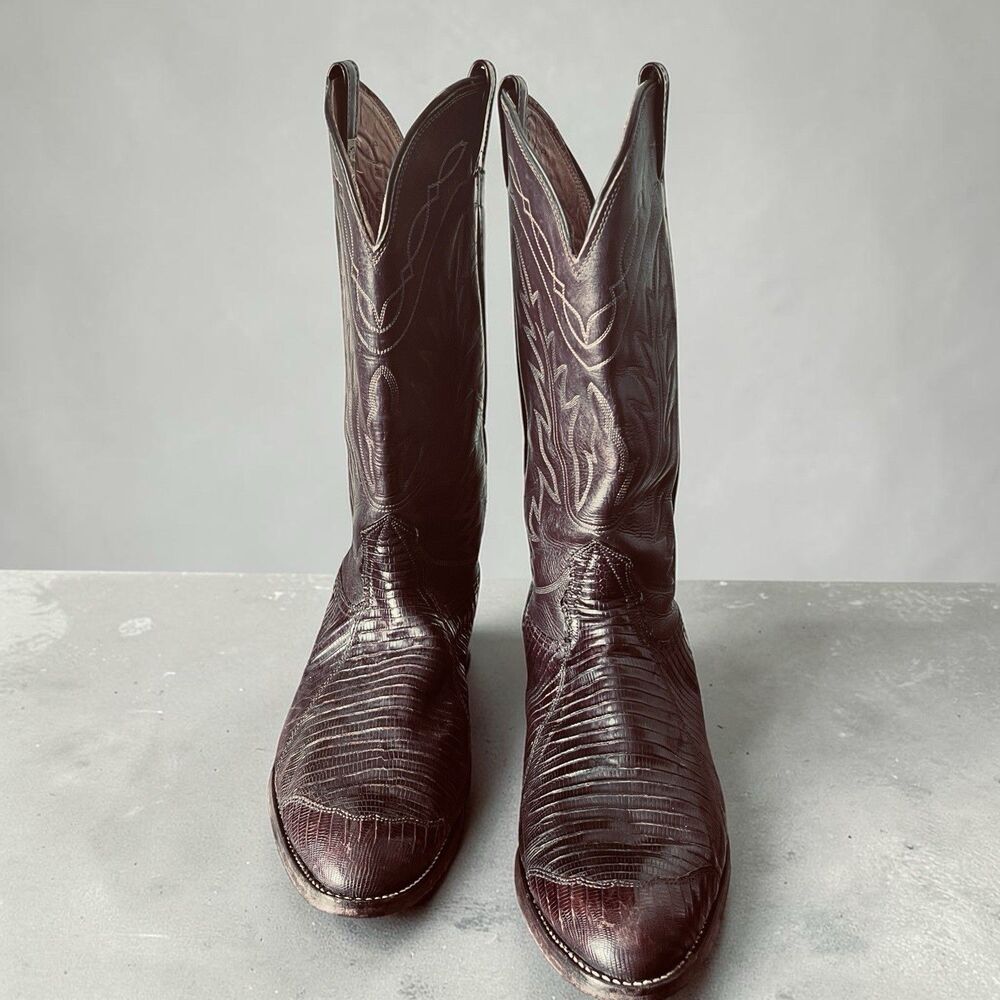 Nocona Lizard Western Boots Size 11D Brown Exotic Leather Cowboy USA 9078